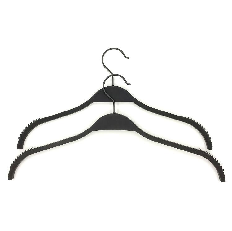 ZARA  black hook plastic hanger ,tube hanger with strips,clothes hanger for chain store