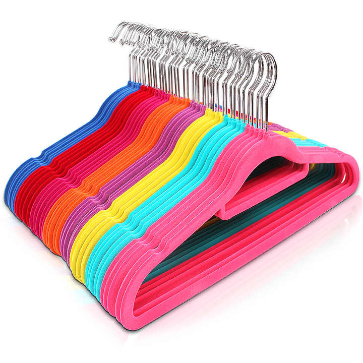 𝗡𝗢𝗡-𝗦𝗟𝗜𝗣 Premium Velvet Hanger Sling Gap Design Soft Touch Tidy Clothes Hanger