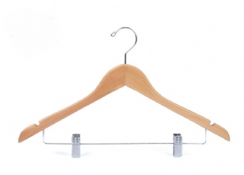 Hot Sale Wooden Top Hanger With Round Bar For Hotel Or Home FD117