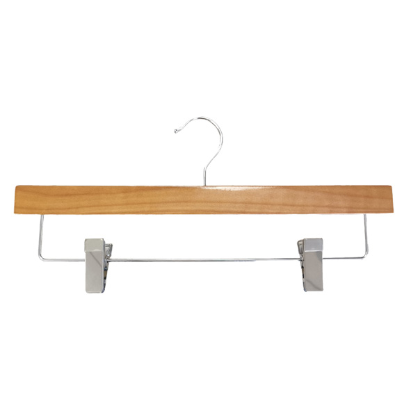 Solid Natural Wood Pants Shirt Trousers Bottom Hanger with Adjustable Clips Solid Natural Wood Pants Shirt Trousers Bottom Hanger with Adjustable Clips